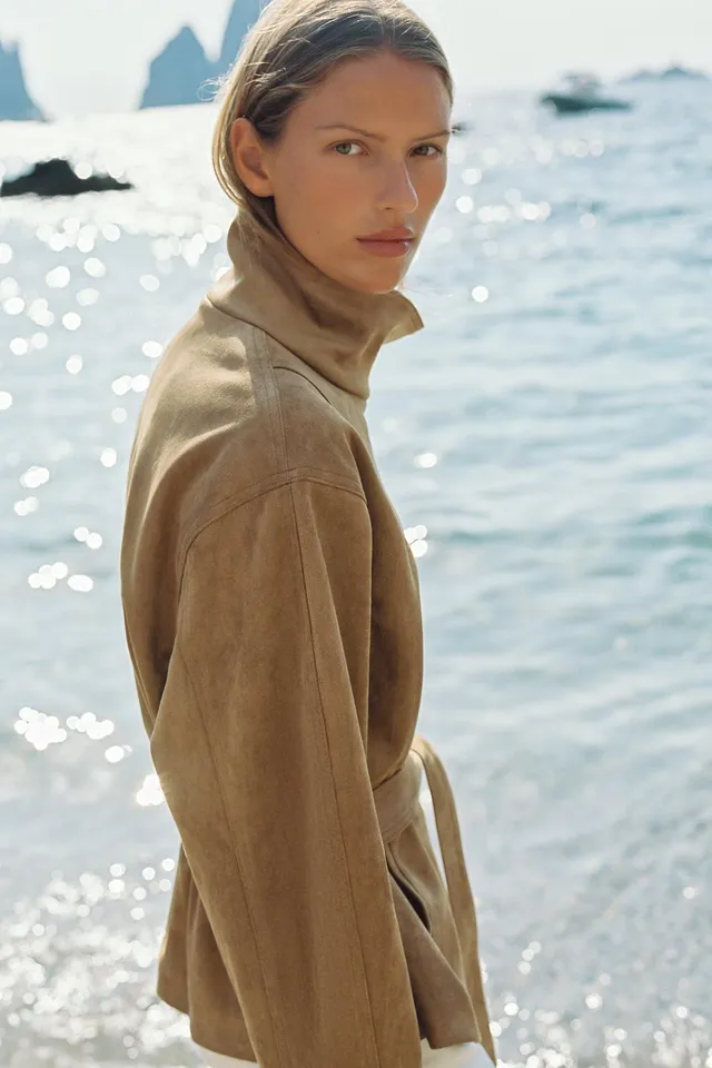 BELTED FAUX SUEDE JACKET – image 2