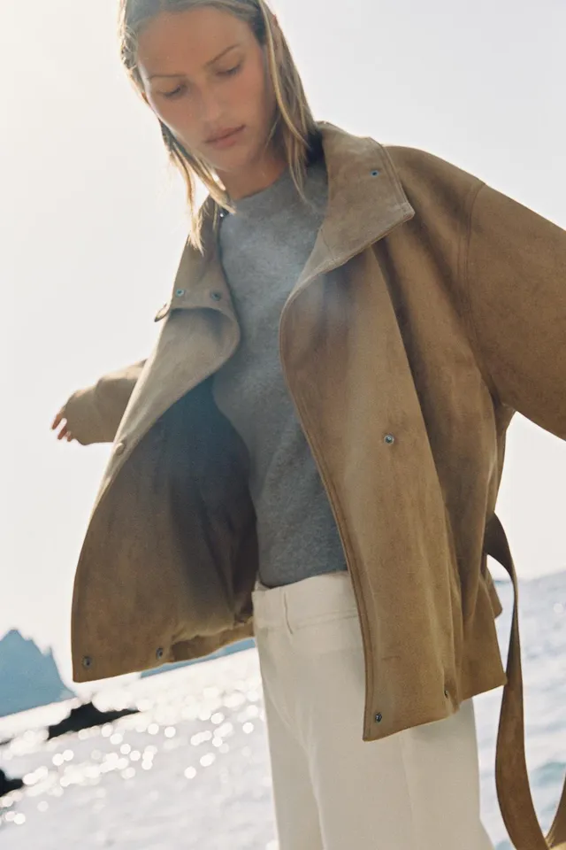 BELTED FAUX SUEDE JACKET – image 4