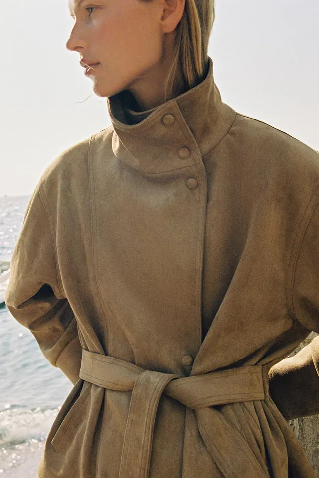 BELTED FAUX SUEDE JACKET – image 8