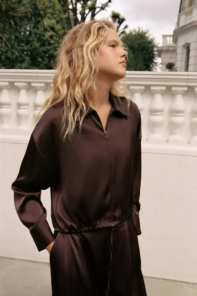 SATIN ZIP-UP SHIRT – image 2