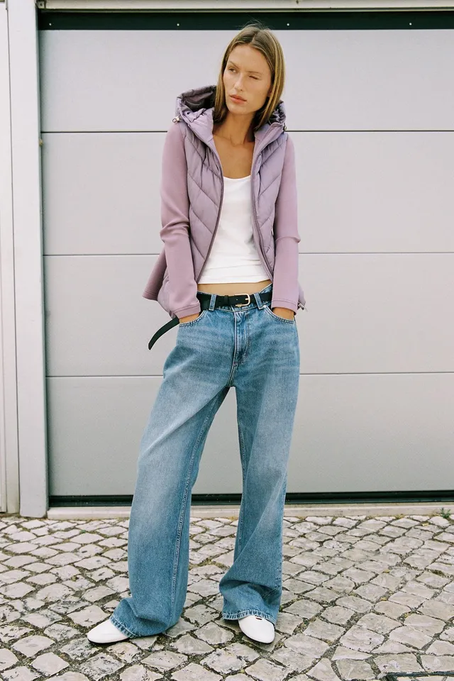 HOODED CONTRAST PUFFER JACKET