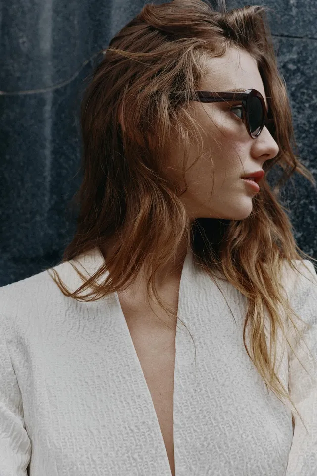 SUEDETTE BELTED BLAZER WITH RUFFLES – image 4
