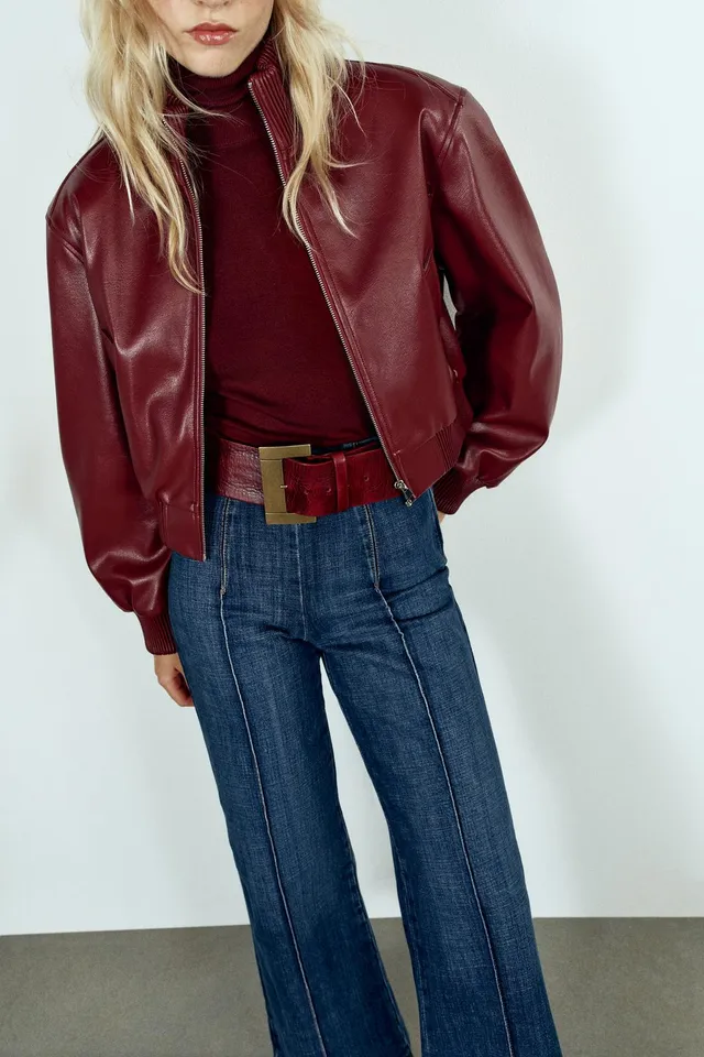 CROPPED SHOULDER PAD BOMBER JACKET – image 3