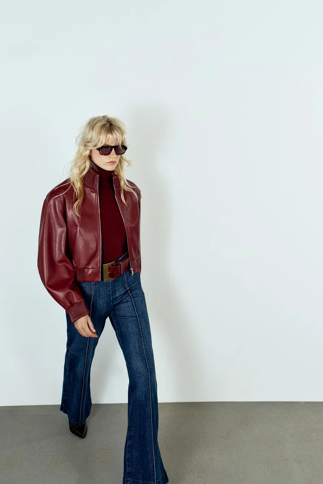 CROPPED SHOULDER PAD BOMBER JACKET – image 4
