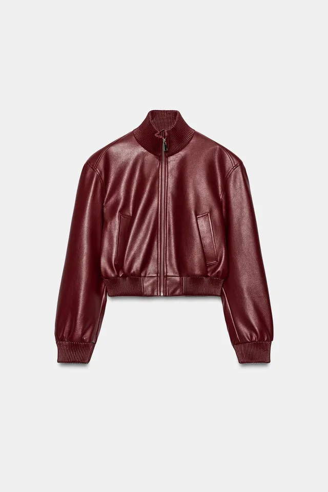 CROPPED SHOULDER PAD BOMBER JACKET – image 8