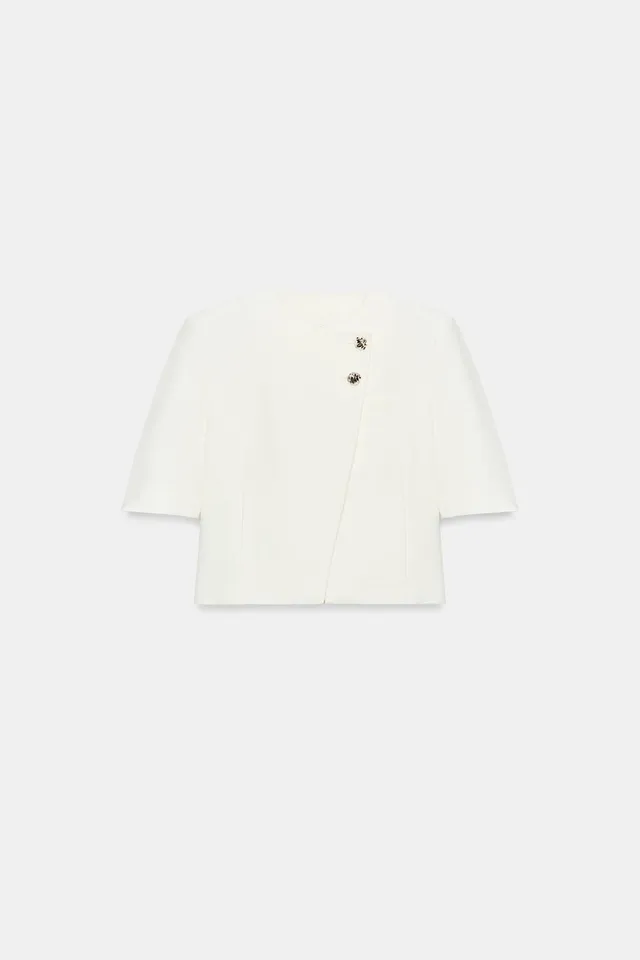 SHORT SLEEVE BLAZER WITH SHOULDER PADS – image 6