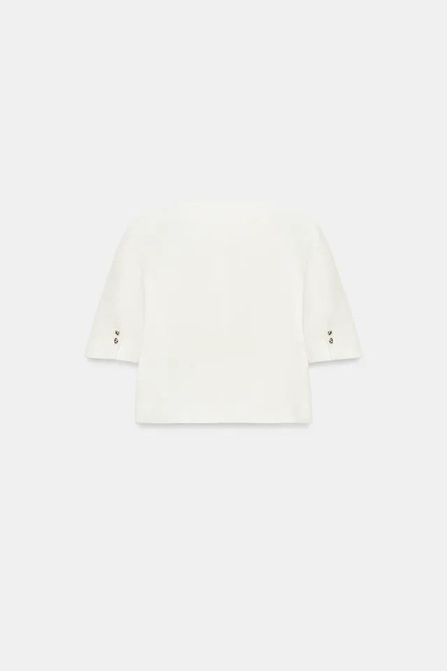 SHORT SLEEVE BLAZER WITH SHOULDER PADS – image 7