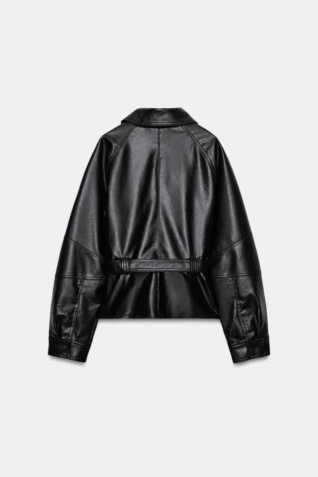 LEATHER EFFECT BELTED JACKET – image 7