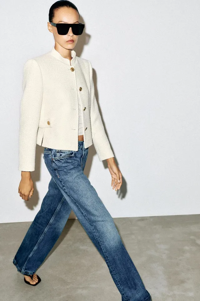 CROPPED TEXTURED BLAZER – image 5