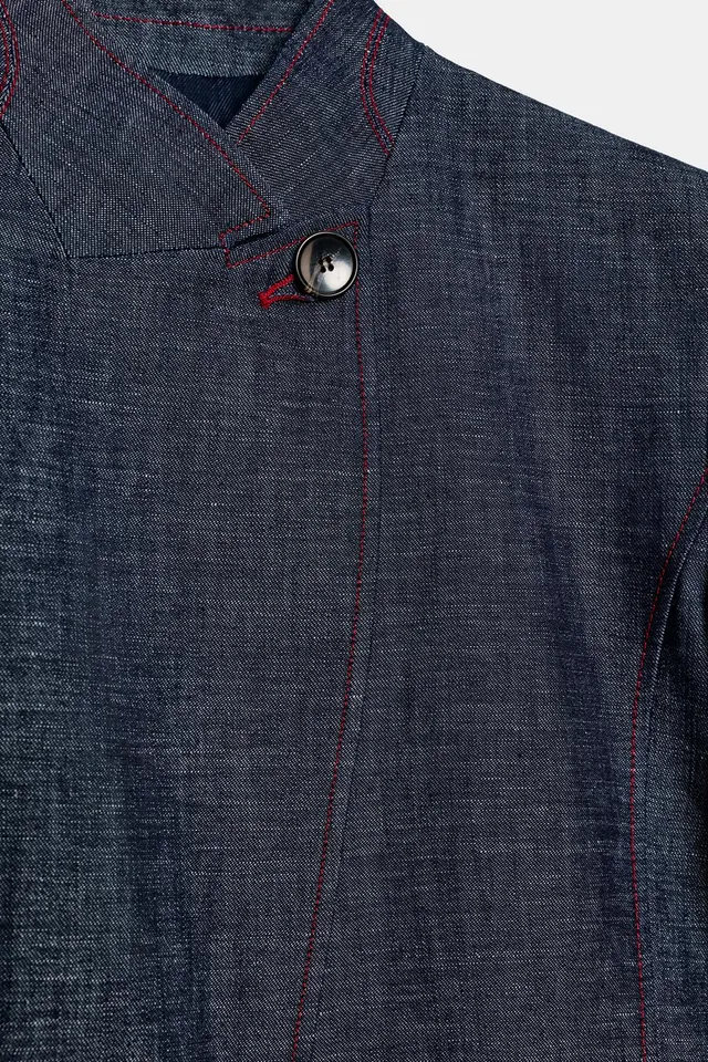 CONTRAST STITCH LINEN BLEND SHORT SLEEVE BLAZER – image 10