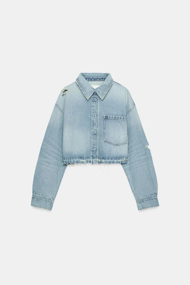 TRF CROPPED DENIM OVERSHIRT – صورة 6