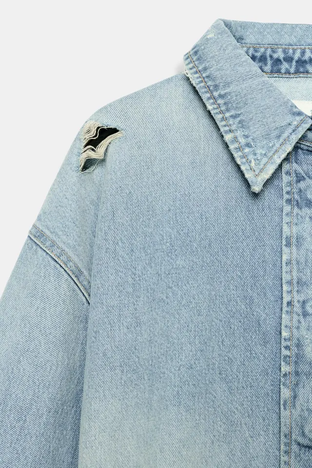 TRF CROPPED DENIM OVERSHIRT – صورة 8
