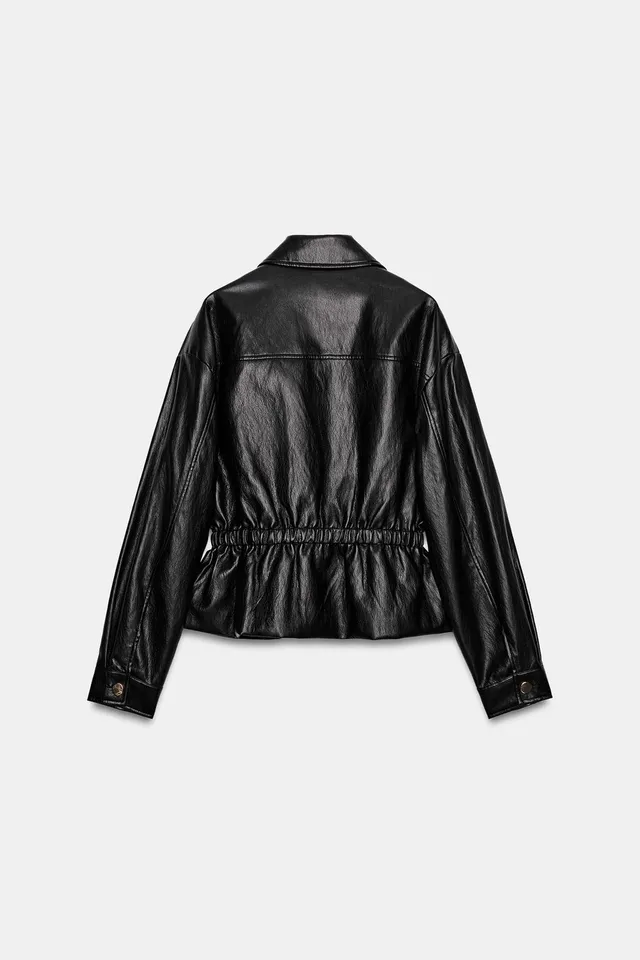 LEATHER EFFECT JACKET WITH ELASTICATED WAIST – image 7
