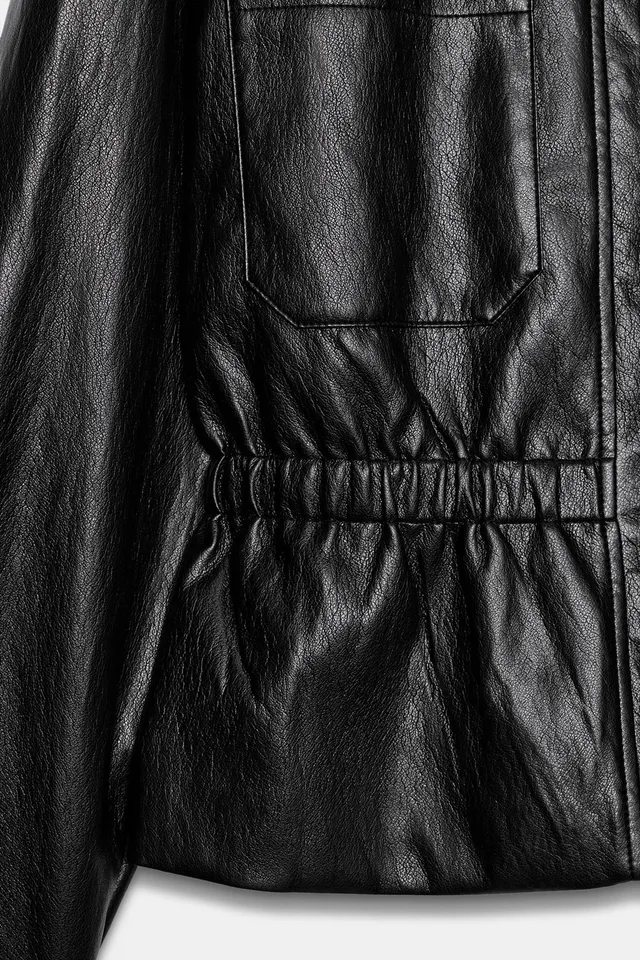LEATHER EFFECT JACKET WITH ELASTICATED WAIST – image 8