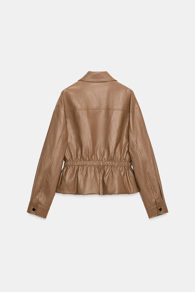 LEATHER EFFECT JACKET WITH ELASTICATED WAIST – image 3