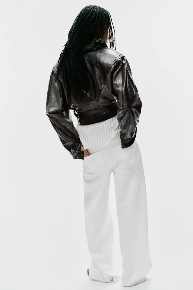 LEATHER EFFECT BELTED JACKET – image 6
