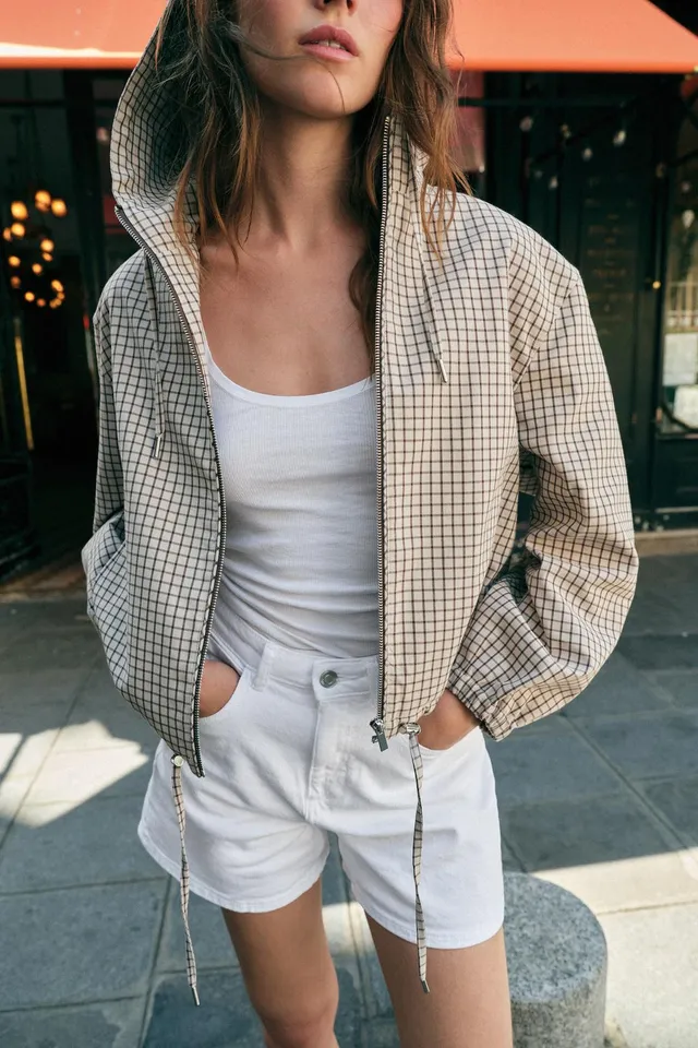 CHECKED HOODED JACKET – image 3