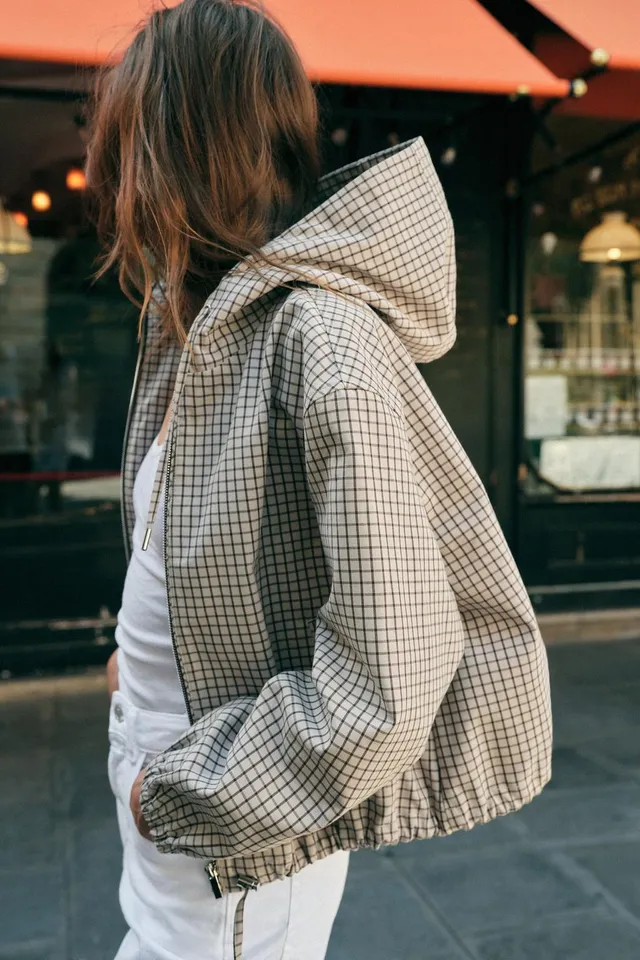 CHECKED HOODED JACKET – image 4