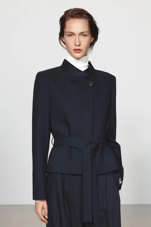 ZW COLLECTION MIXED COLLAR BLAZER WITH BELT – image 2
