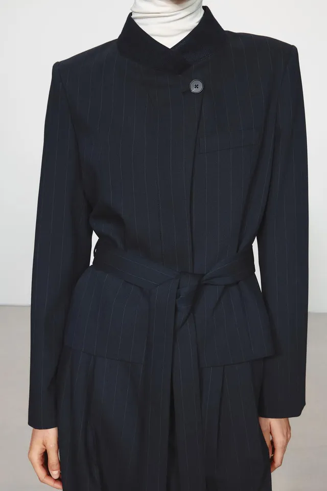 ZW COLLECTION MIXED COLLAR BLAZER WITH BELT – image 3