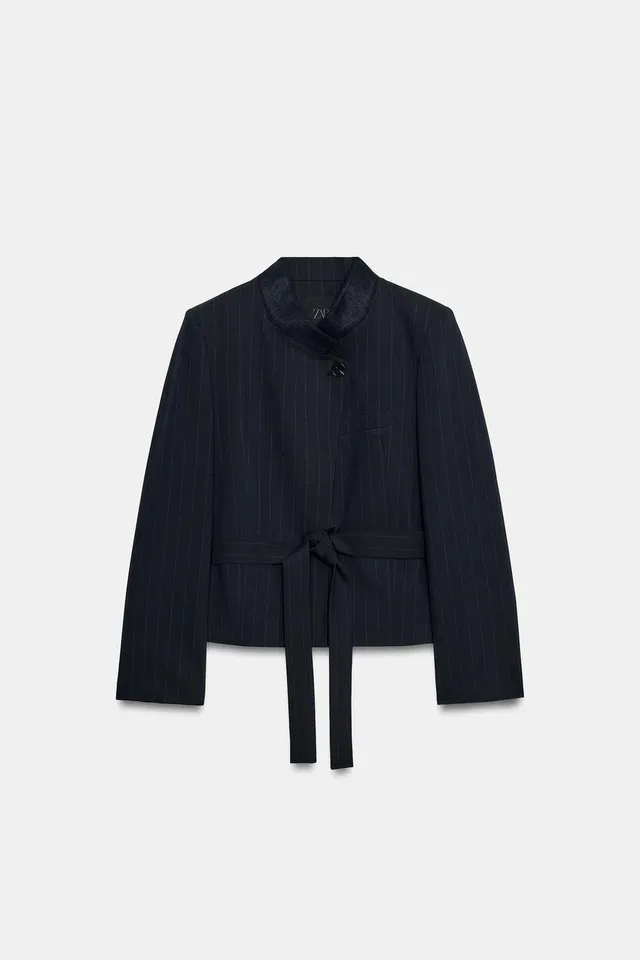 ZW COLLECTION MIXED COLLAR BLAZER WITH BELT – image 6