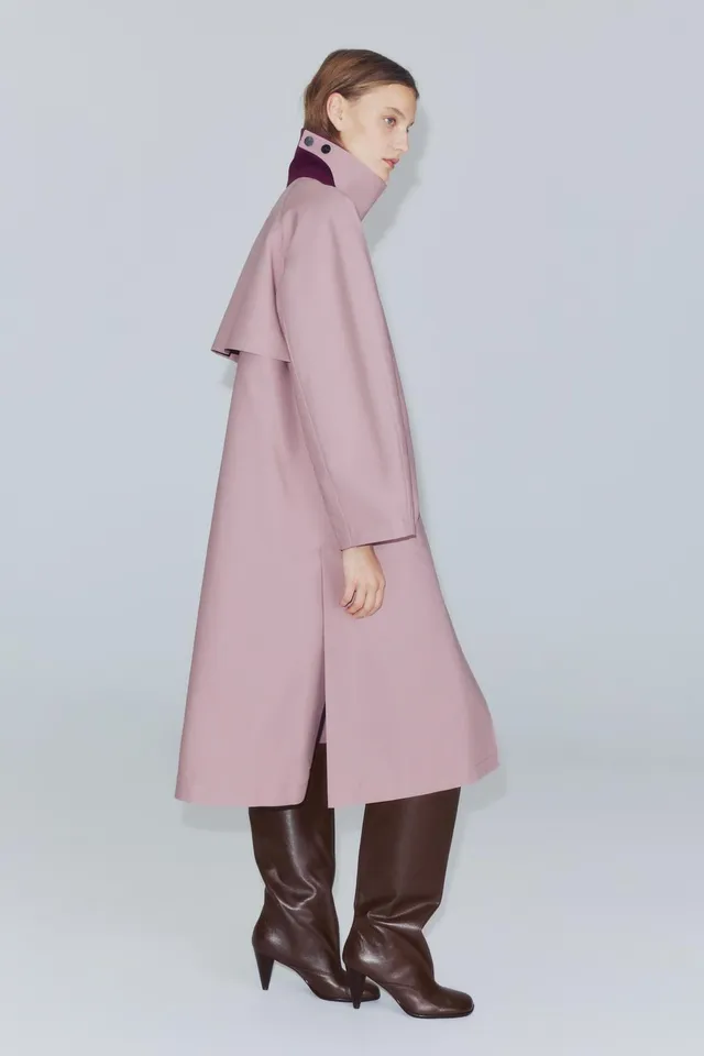 ZW COLLECTION LONG DOUBLE-BREASTED TRENCH COAT