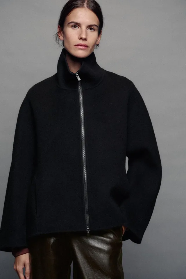 SHORT WOOL BLEND COAT ZW COLLECTION – image 2