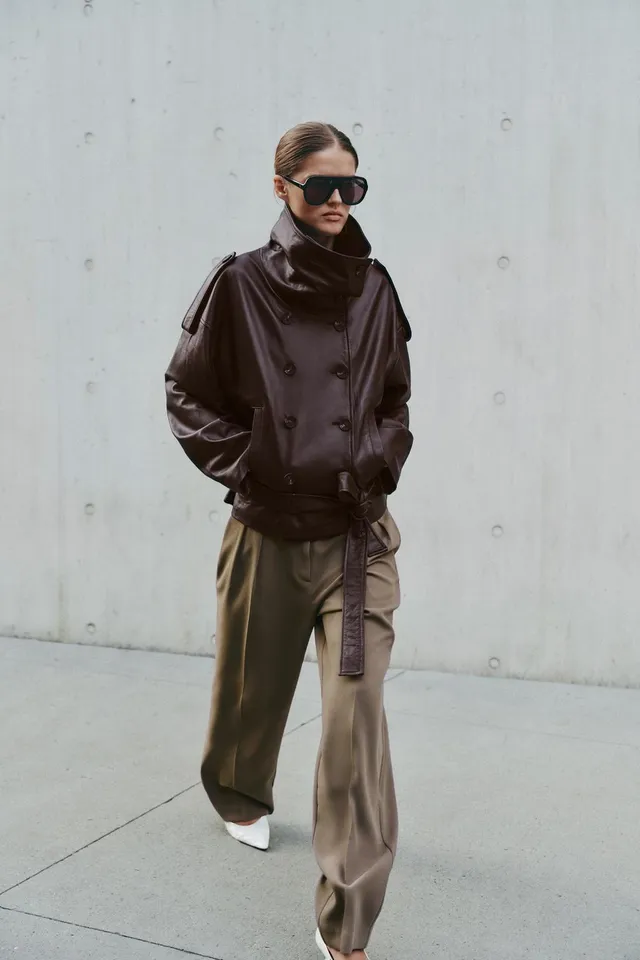 100% LEATHER BELTED JACKET