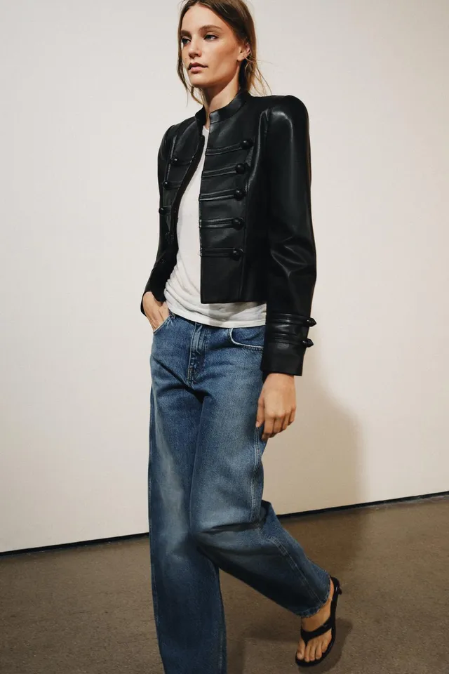 ZW COLLECTION 100% LEATHER FROG FASTENING JACKET