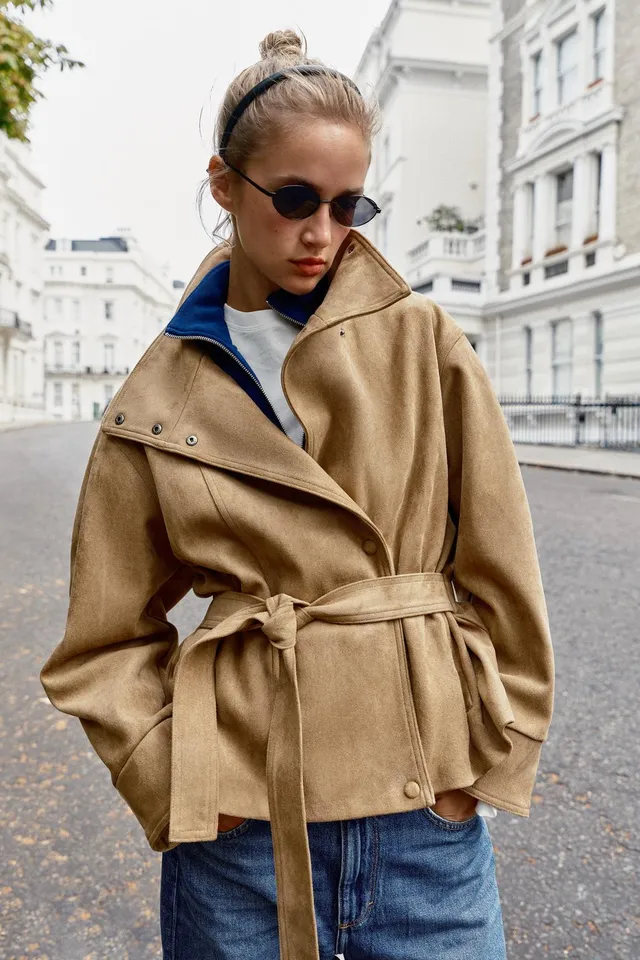 FAUX SUEDE BELTED JACKET – image 3