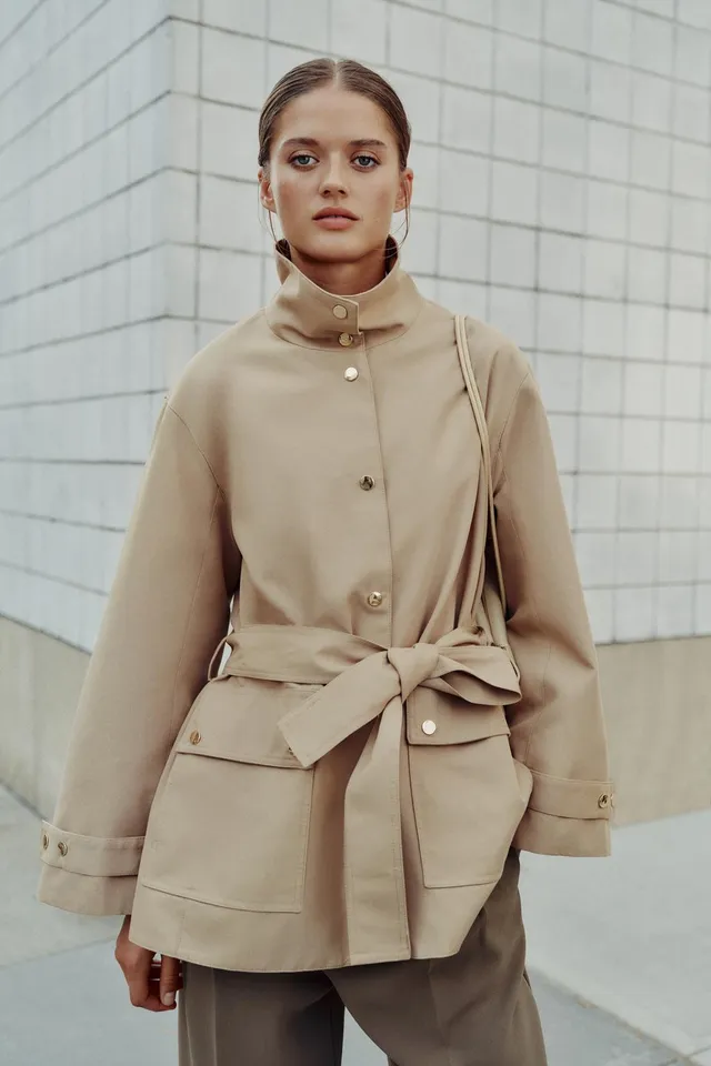 HIGH NECK BELTED TRENCH COAT – image 2