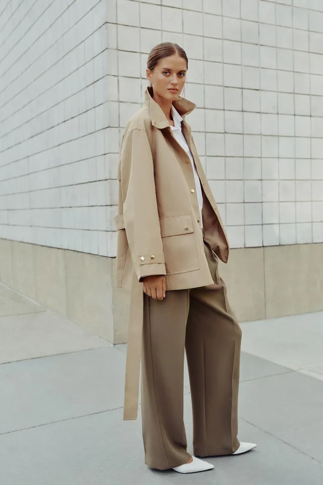 HIGH NECK BELTED TRENCH COAT – image 3
