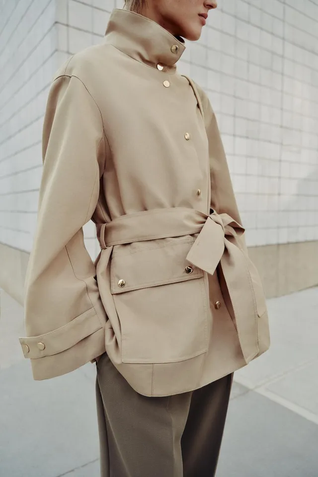 HIGH NECK BELTED TRENCH COAT – image 4