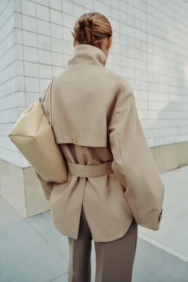 HIGH NECK BELTED TRENCH COAT – image 5