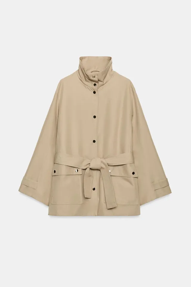 HIGH NECK BELTED TRENCH COAT – image 7