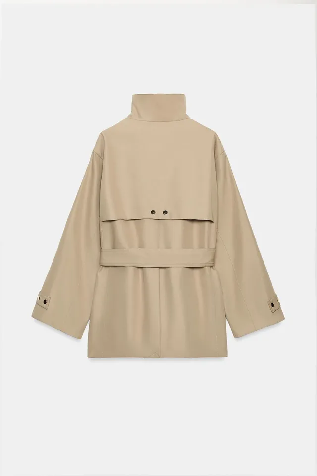 HIGH NECK BELTED TRENCH COAT – image 8