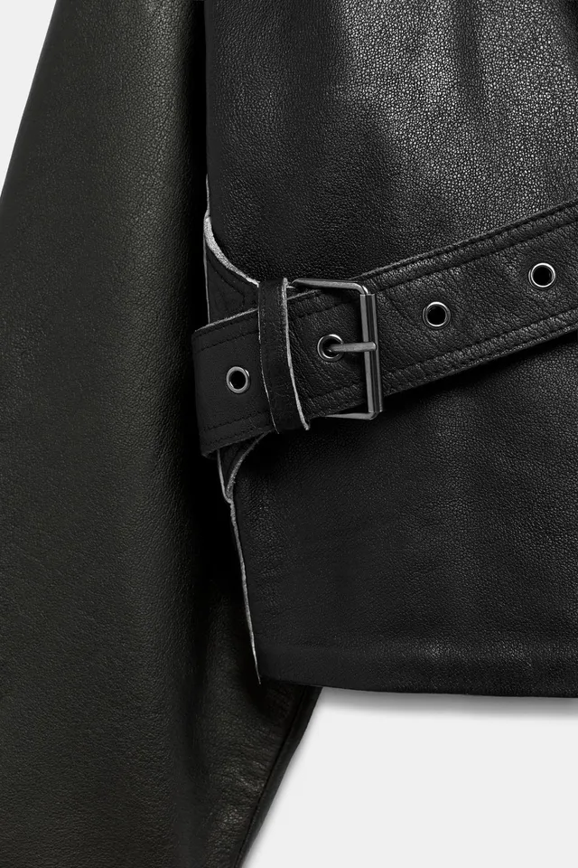 ZW COLLECTION 100% LEATHER BUCKLE JACKET – image 4