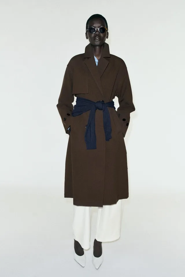 WATER-REPELLENT WINDBREAKER TRENCH COAT WITH BELT