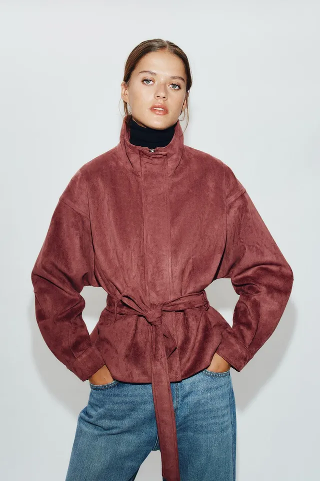 FAUX SUEDE JACKET WITH BELT – image 2