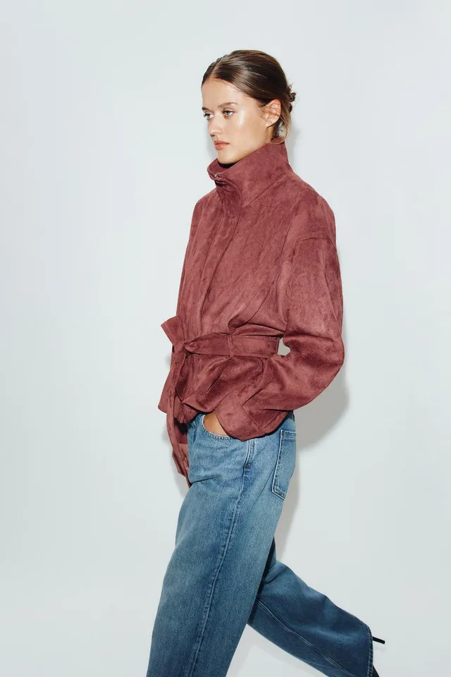 FAUX SUEDE JACKET WITH BELT – image 5
