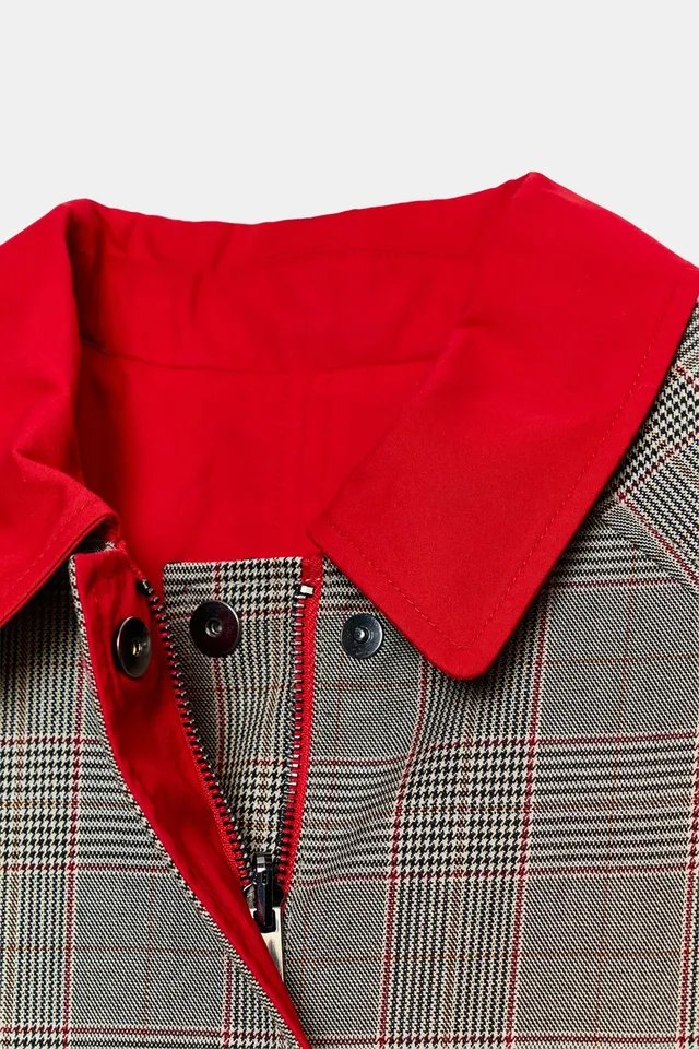 ترينش طويل ذو وجهين بنقشة مربعات من مجموعة ZW – صورة 13