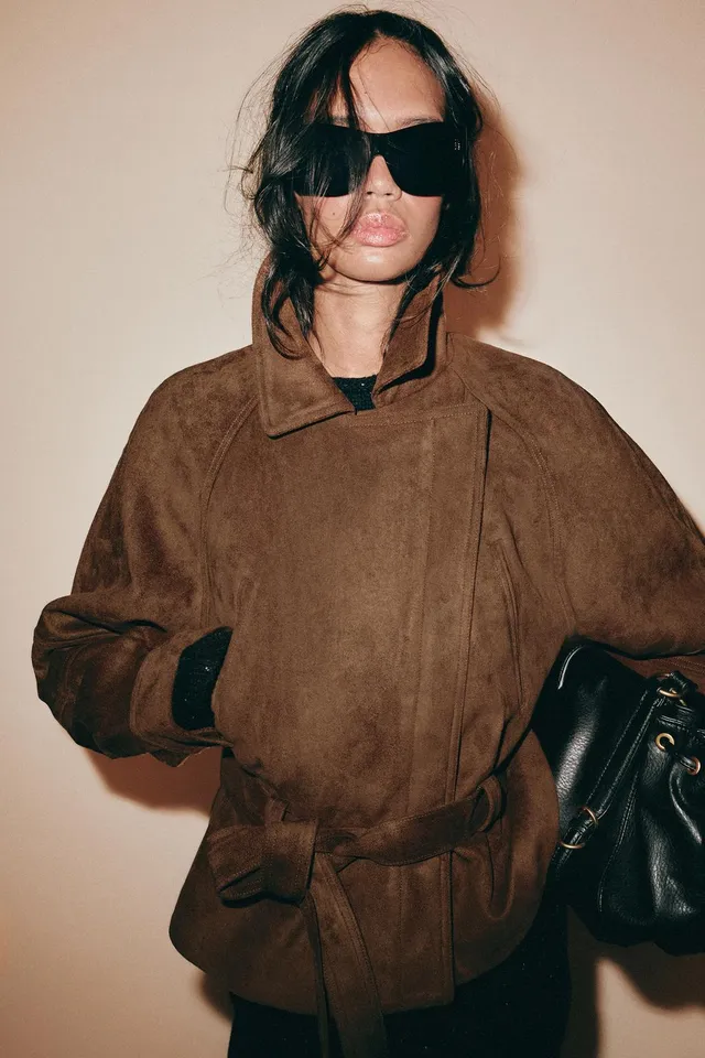 FAUX SUEDE BELTED JACKET – image 2