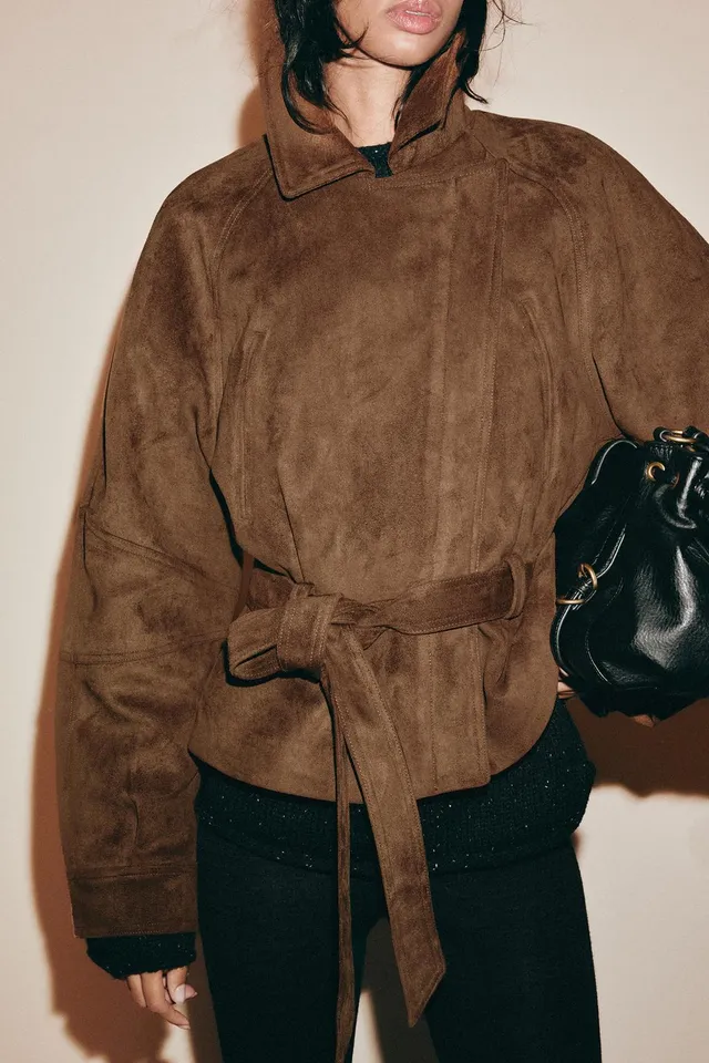 FAUX SUEDE BELTED JACKET – image 3