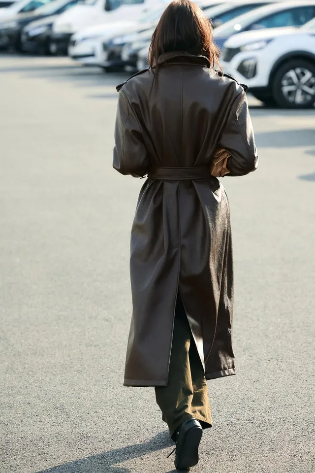 LONG LEATHER EFFECT TRENCH COAT – image 5