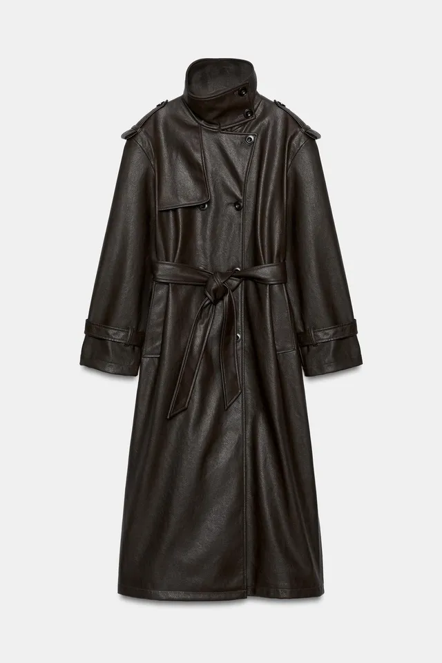 LONG LEATHER EFFECT TRENCH COAT – image 6