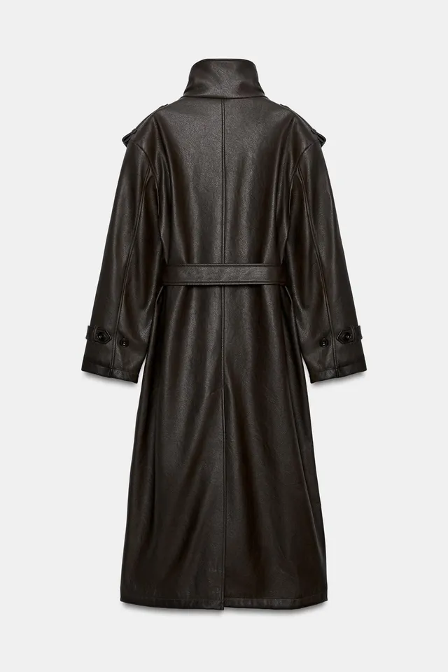LONG LEATHER EFFECT TRENCH COAT – image 7