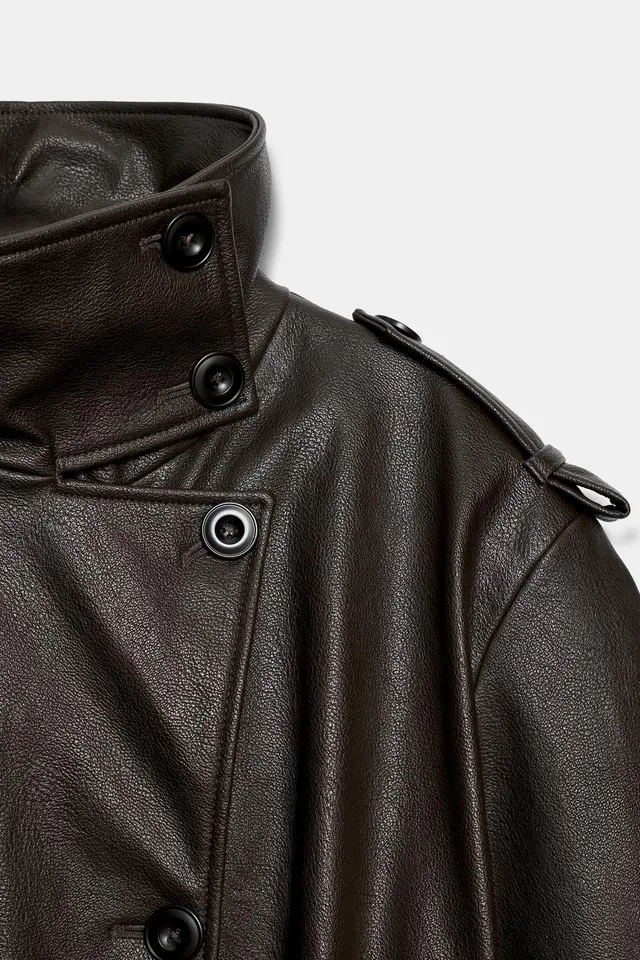 LONG LEATHER EFFECT TRENCH COAT – image 8