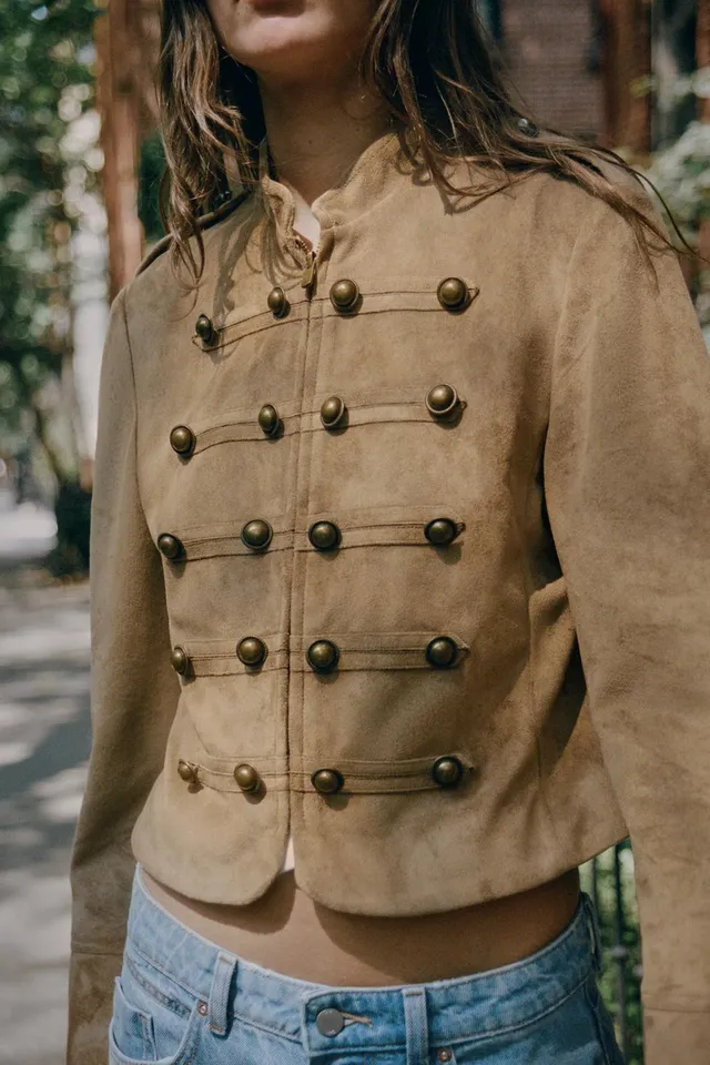 FAUX SUEDE JACKET WITH FROG FASTENING – image 2