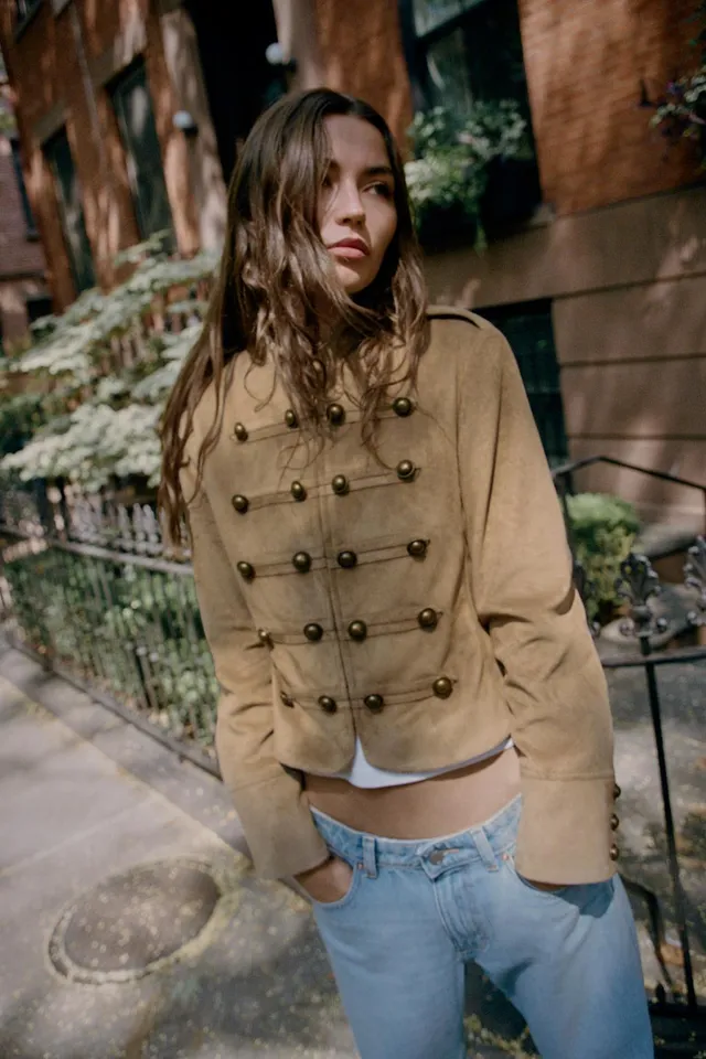 FAUX SUEDE JACKET WITH FROG FASTENING – image 3