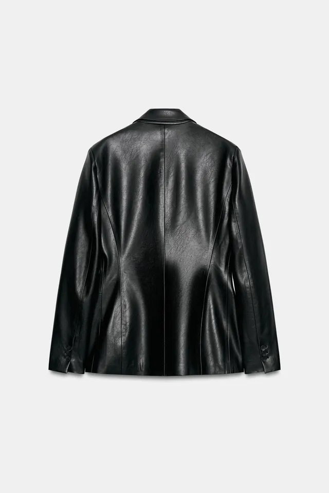 LEATHER EFFECT DOUBLE-BREASTED BLAZER – image 8
